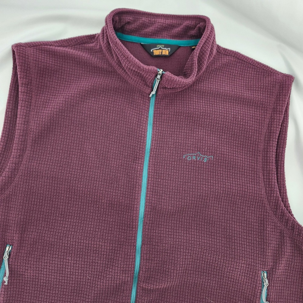 Orvis‎ Mens Trout Bum Fleece Vest Size XL Burgundy Fishing Cabin Outdoor Rugged